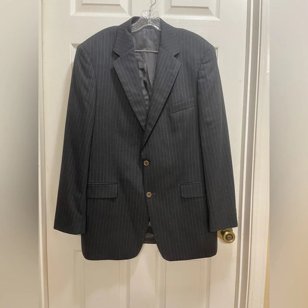 Brooks Brothers 346 Stretch Wool Blazer Pinstripe 2 Button Office Work Size 42L